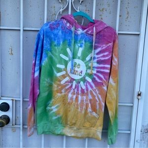 Colortone women’s size S hoodie tie-dye ‘Be Kind’ kangaroo pocket sweatshirt